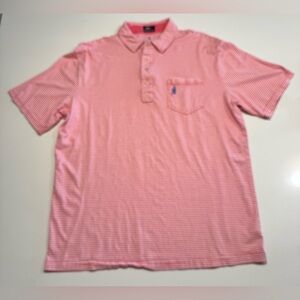 Johnnie O West Coast Prep
Men's Polo Shirt Size Large Pink/White Stripe Golf